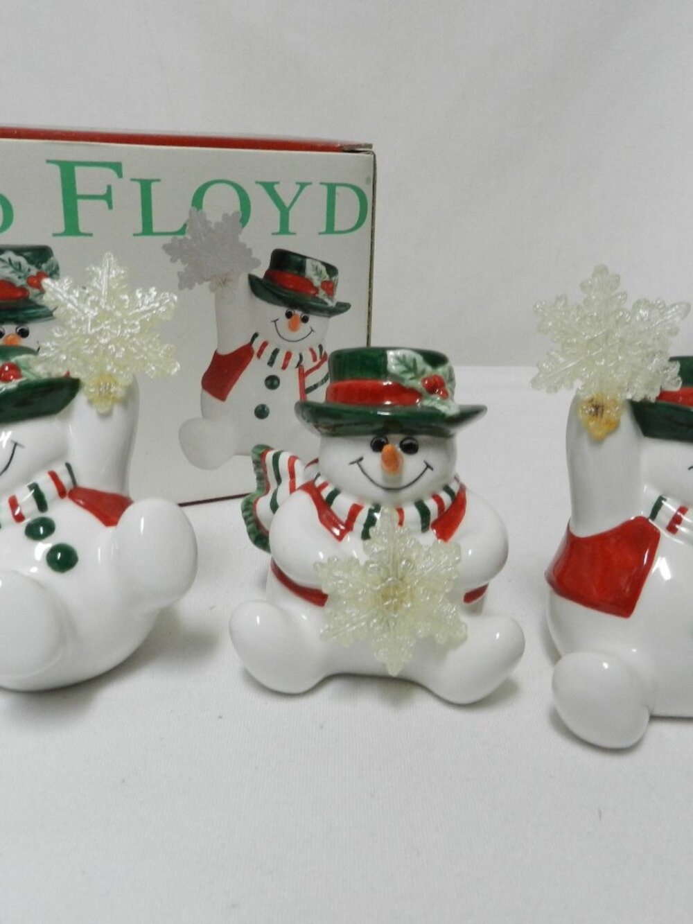 Fits and Floyd Tumbling Snowmen Christmas decor figurines w/box Holidays  Set 3